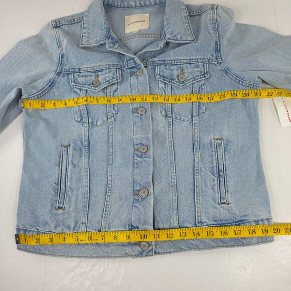 NWT $109 LUCKY BRAND BLUE DENIM JACKET WOMEN'S SIZE LARGE LIGHT WASH POCKETS NEW - Picture 13 of 16